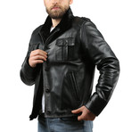 Natural Leather Jacket V // Black (M)