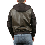 Antik Leather Jacket // Olive Green + Brown (S)