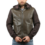 Antik Leather Jacket // Olive Green + Brown (M)