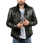 Kamuflaj Leather Jacket // Green (2XL)