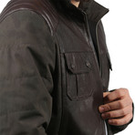 Jumbo Leather Jacket // Brown (XL)