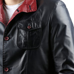 Tafta Leather Jacket // Navy Blue (L)