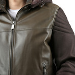 Antik Leather Jacket // Olive Green + Brown (2XL)