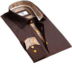 Paisley Reversible Cuff Button Down Shirt // Brown (XL)
