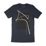 Curved Abstract Graphic T-Shirt // Navy (L)