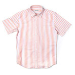 BKT14 Short Sleeve Shirt // White + Orange Stripes (M)