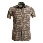 Short-Sleeve Button Up // Camouflage Green (XL)