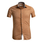 Short Sleeve Button Up Shirt // Beige Check (M)