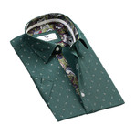 Short-Sleeve Button Up // Green Paisley (M)