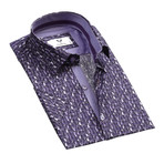 Short-Sleeve Button Up // Purple (L)