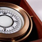 Engravable Large Nautical Brass Desk Compass in Wooden Box