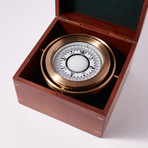 Engravable Large Nautical Brass Desk Compass in Wooden Box