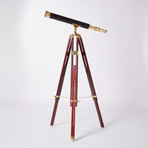 Engravable Leather Sheathed Harbormaster Brass Telescope // Hardwood Tripod // 30-inch