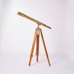 Antique Harbormaster Telescope // Teak Tripod // 44-inch