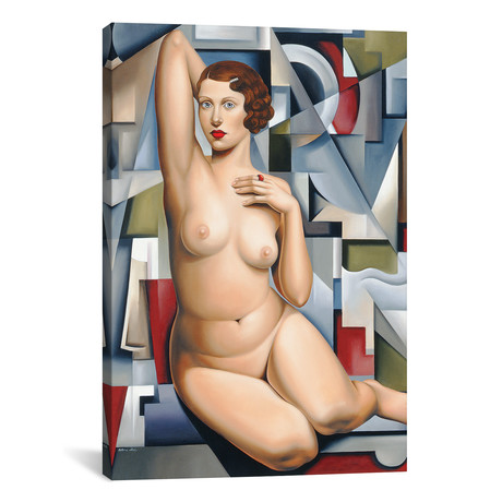 Seated Cubist Nude (12"W x 18"H x 0.75"D)