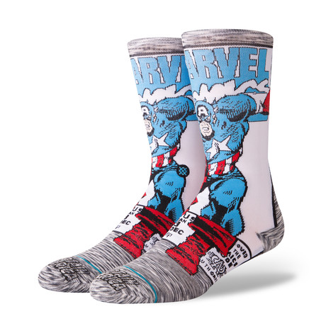 Captain America Comic Socks // Gray (M)