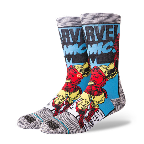 Iron Man Comic Socks // Gray (M)