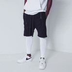 Inset Shorts Leggings // Black + White (XL)