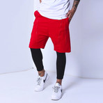 Inset Shorts Leggings // Red (L)