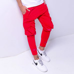 Cargo Jogger Sweatpants // Red (S)
