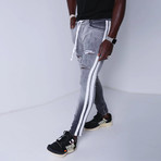 Distressed Jeans + Side Stripes // Gray (30WX30L)