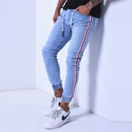 Jogger Jeans + Side Stripes // Blue (33WX33L)