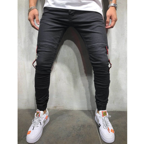 Striped Jogger Jeans // Black (29WX29L)