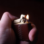 Brass Carved Kerosene Lighter (Saddlebrown)