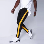 Jogger Jeans + Side Stripes // Black + Yellow (33WX33L)