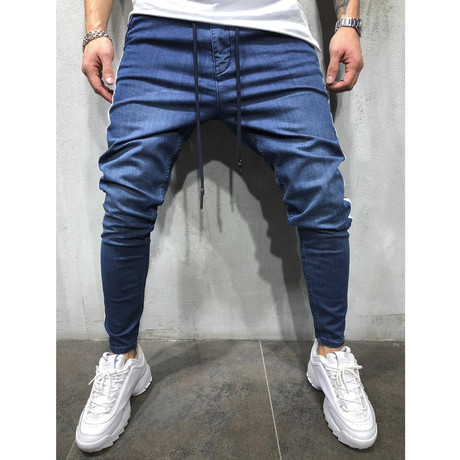 Jogger Jeans +Side Stripes // Blue, White (29WX29L)