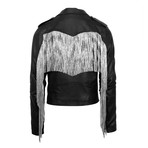 Amiri // Leather Chain Fringe Biker Jacket // Black (XS)