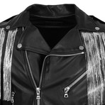 Amiri // Leather Chain Fringe Biker Jacket // Black (XS)