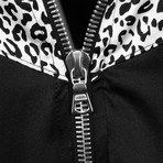Amiri // Leopard Silk Zip-Up Windbreaker // Black (XS)