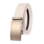 Simon // Leather Automatic Belt //  Silver Buckle + White Belt