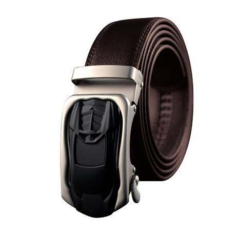 Jessie Leather Automatic Belt // Black + Brown + Silver