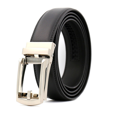 Karl Leather Automatic Belt // Black + Silver