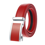 Matthew // Leather Automatic Belt //  Red Buckle + Red Belt