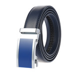 Chris // Leather Automatic Belt //  Blue Buckle + Blue Belt
