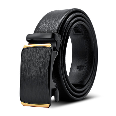 Kian Leather Automatic Belt // Black + Gold
