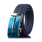 Zac // Leather Automatic Belt // Blue Buckle + Blue Belt