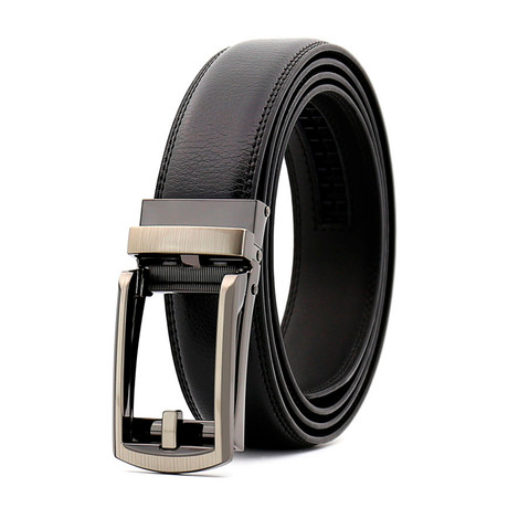 Pierce Leather Automatic Belt // Black + Gunmetal