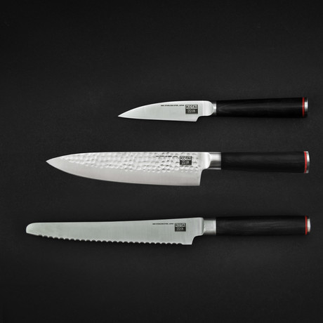 Gift Set //  Hammered Gyuto + Paring Knife + Bread Knife