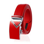 Asher // Leather Automatic Belt //  Red Buckle + Red Belt
