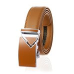 Paolo // Leather Automatic Belt //  Tan Buckle + Tan Belt