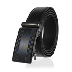 Caleb // Leather Automatic Belt //  Black Buckle + Black Belt