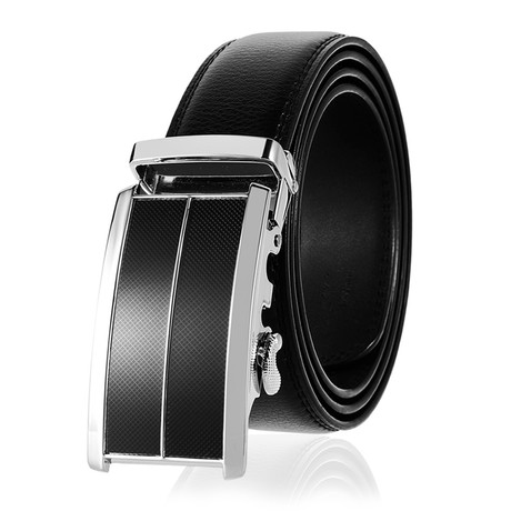 Leo Leather Automatic Belt // Black, Silver
