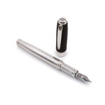 Stingray Cap Silver Moiré Engraving // Fountain Pen (Fine Point Nib)