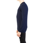 Embroidered Crewneck Sweater // Navy Blue (Small)