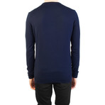 Embroidered Crewneck Sweater // Navy Blue (Small)