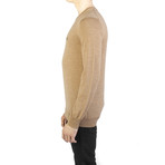 Virgin Wool Embroidered Crewneck Sweater // Brown (Small)